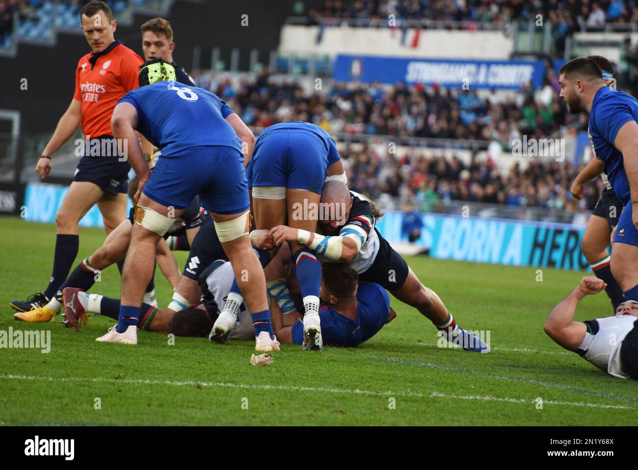 Rome, Italy. 05th Feb, 2023. Guinness Six Nations Rugby Champioship, debut for Italy and France at Olimpic Satadium of Rome, Italian team and France team fight to conquer the ball, the Fance team won the match with result of 24 at 29. (Photo by Pasquale Gargano/Pacific Press) Credit: Pacific Press Media Production Corp./Alamy Live News Stock Photo