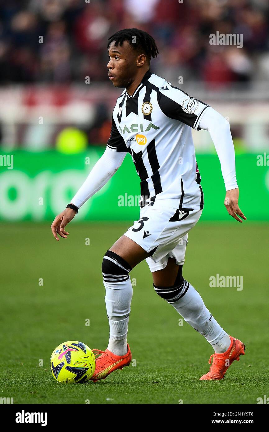 Turin, Italy. 05 February 2023. Destiny Udogie of Udinese Calcio in action  during the Serie A football match between Torino FC and Udinese Calcio.  Credit: Nicolò Campo/Alamy Live News Stock Photo - Alamy