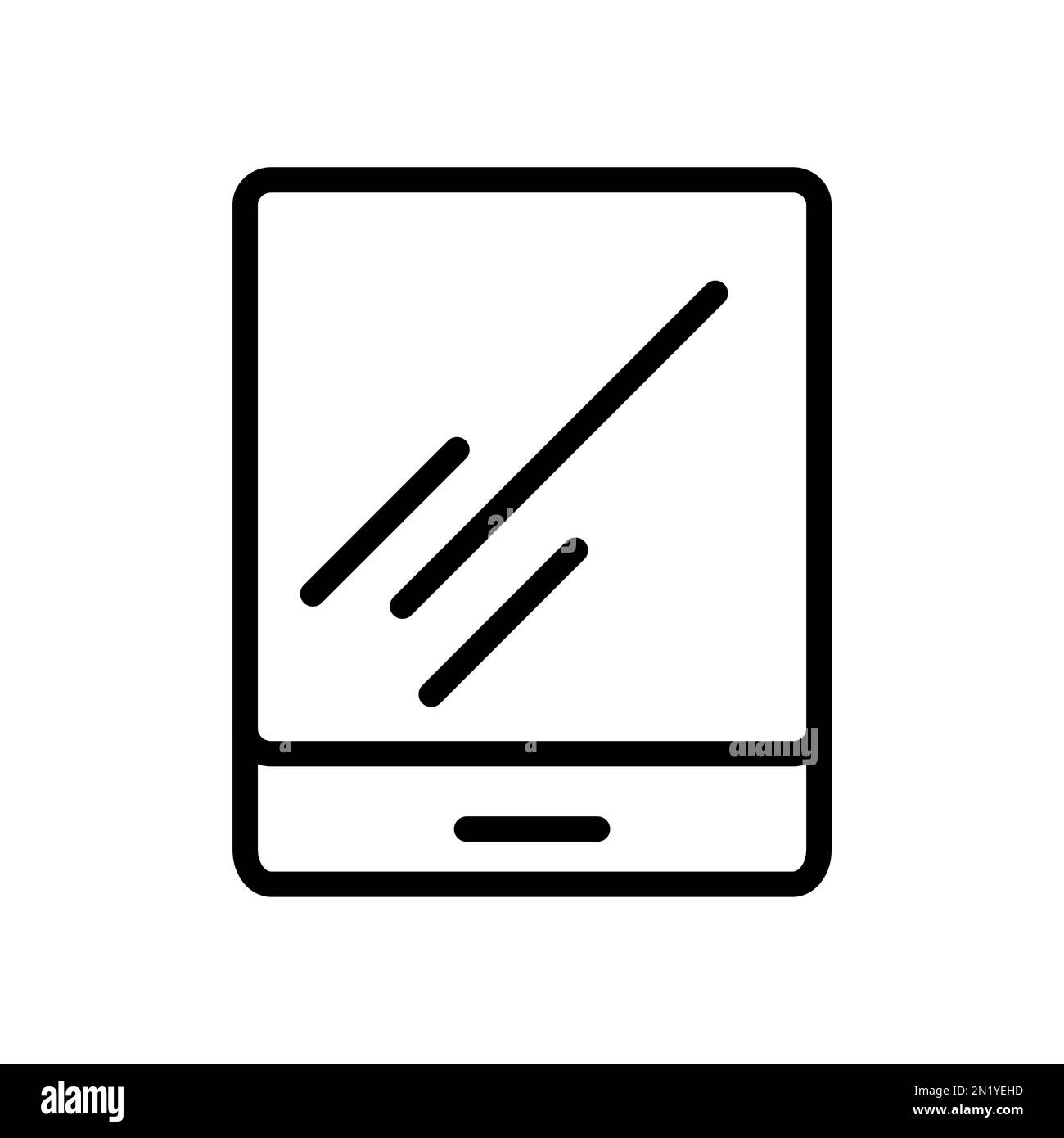 Tablet icon line isolated on white background. Black flat thin icon on ...
