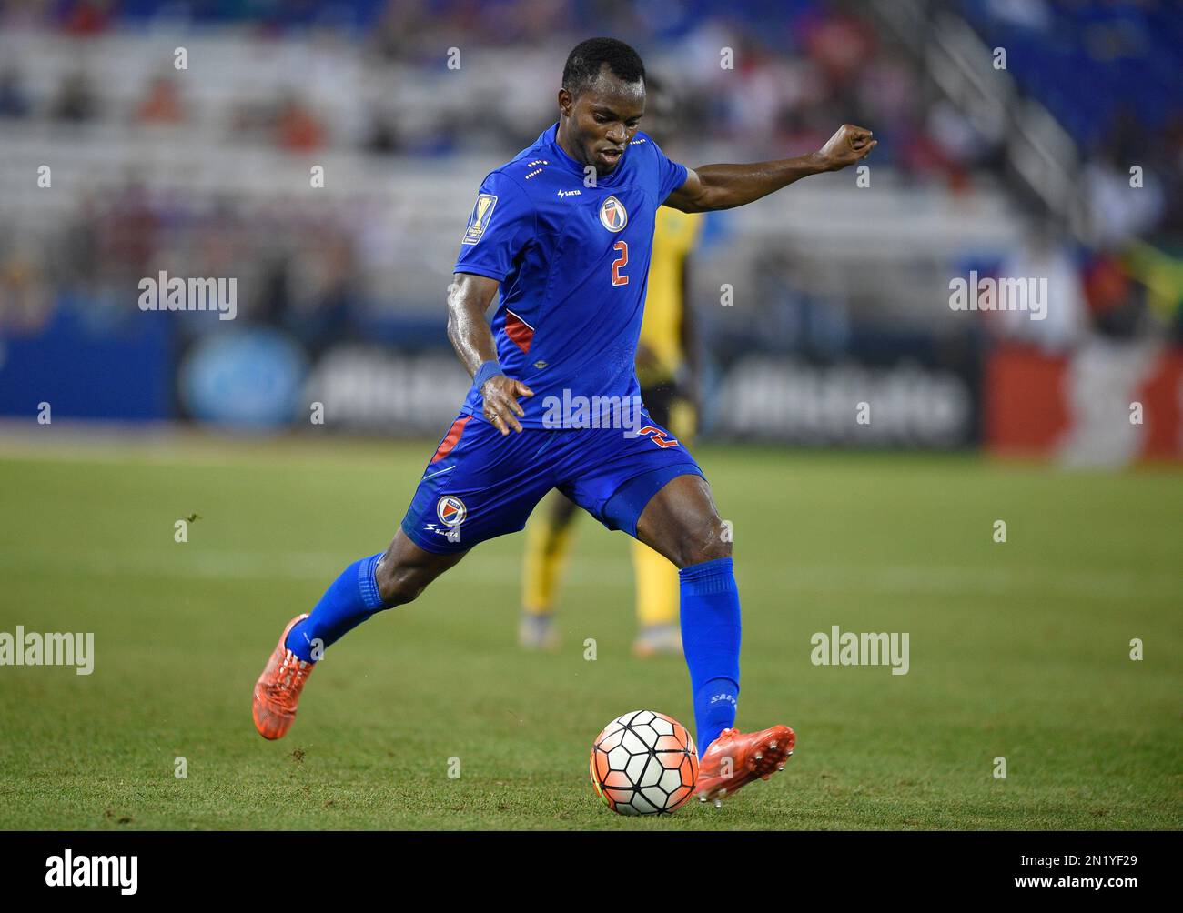 Haiti's Jean Sony Alcenat (2) during the second half of a CONCACAF Gold Cup  soccer quarterfinal match against Jamaica, Saturday, July 18, 2015, in  Baltimore. Jamaica won 1-0. (AP Photo/Nick Wass Stock Photo - Alamy