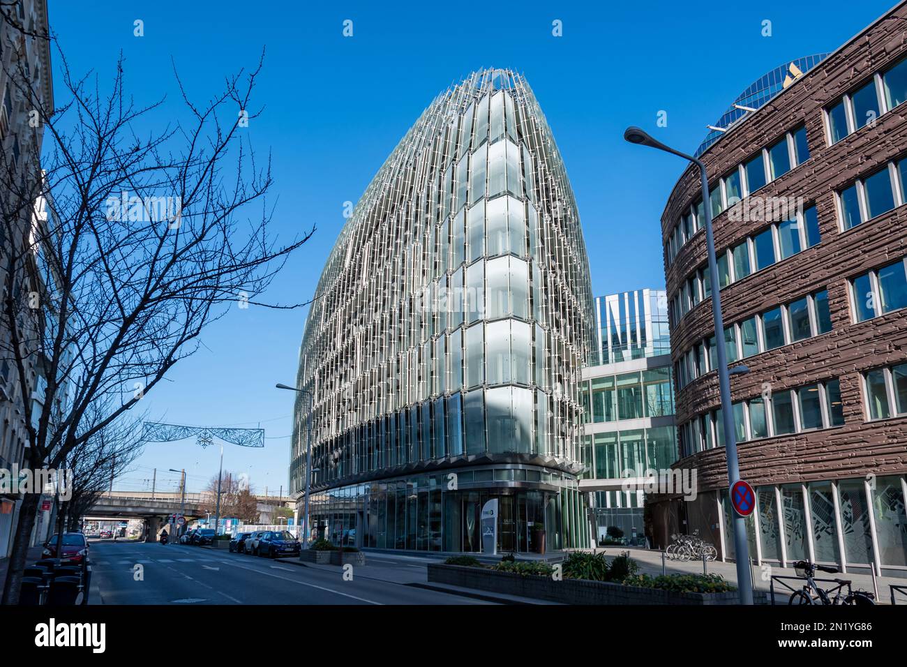 Exterior view of the building housing the headquarters of Bouygues