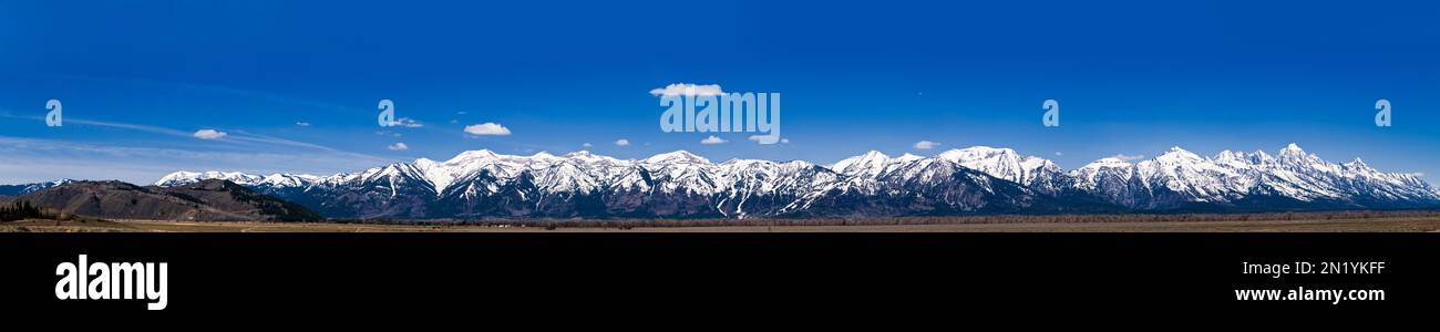 Grand Teton Mountain Range multi photo panorama Stock Photo