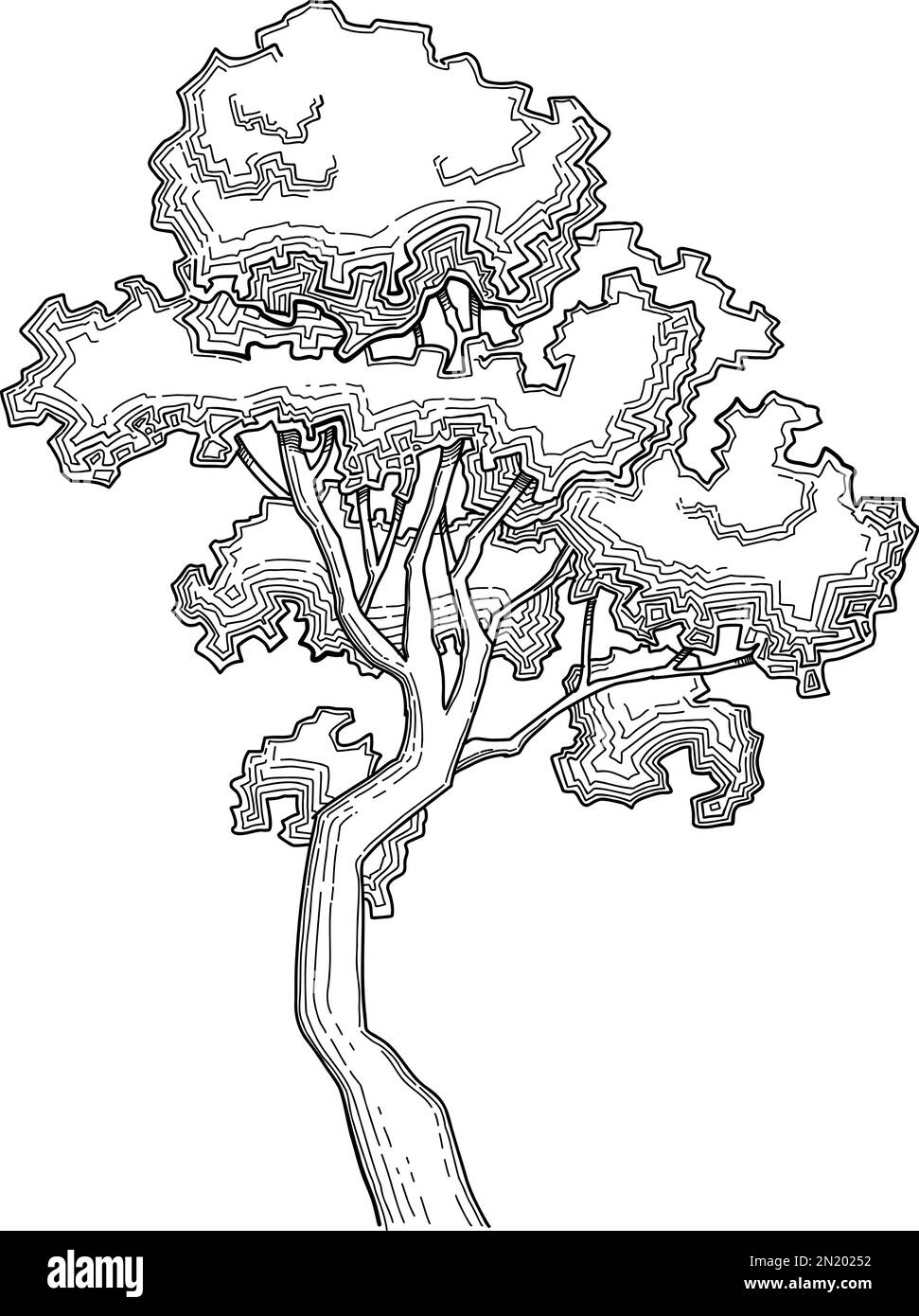 Plant tree forest icon outline, hand drawn vector. Garden drawing Stock ...
