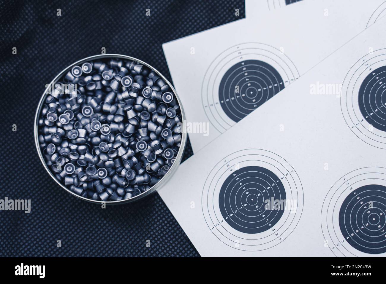 ready for shooting, air gun pellets and shooting targets. High quality