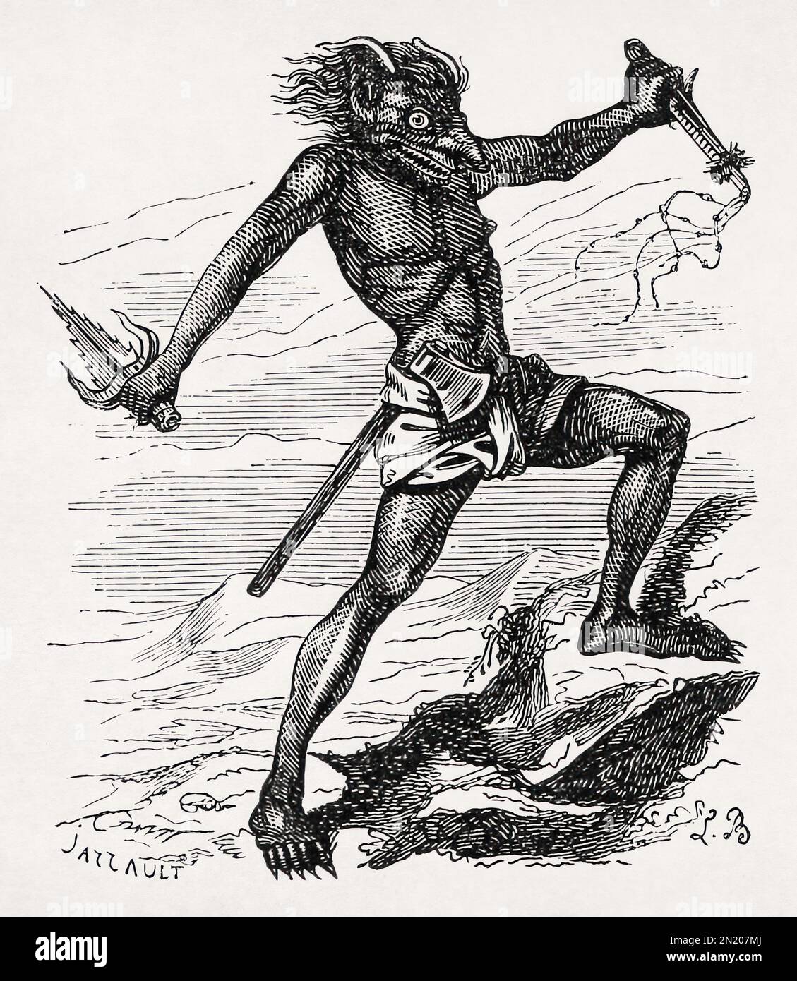 Alastor by Louis Le Breton made in 1863 for the Dictionnaire infernal writen by Jacques Collin de Plancy. Stock Photo
