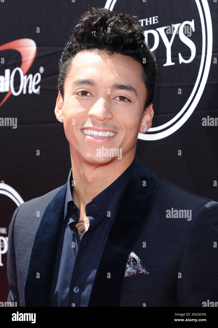 Professional skateboarder Nyjah Huston arrives at the ESPY Awards at the Microsoft Theater on