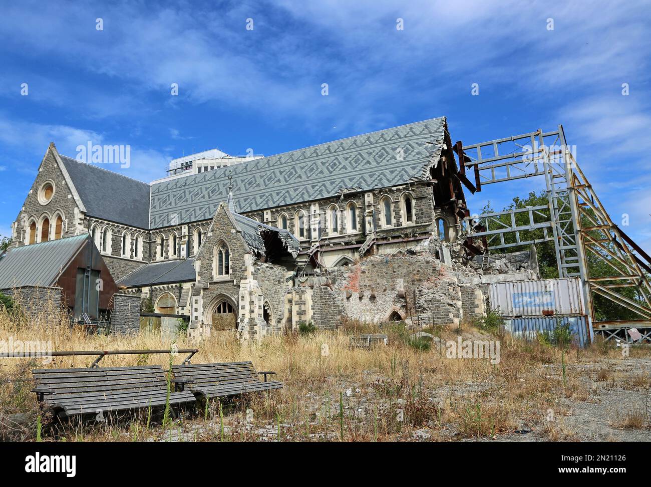 Christchurch cathedral ruined after earthquake, New Zealand Stock Photo