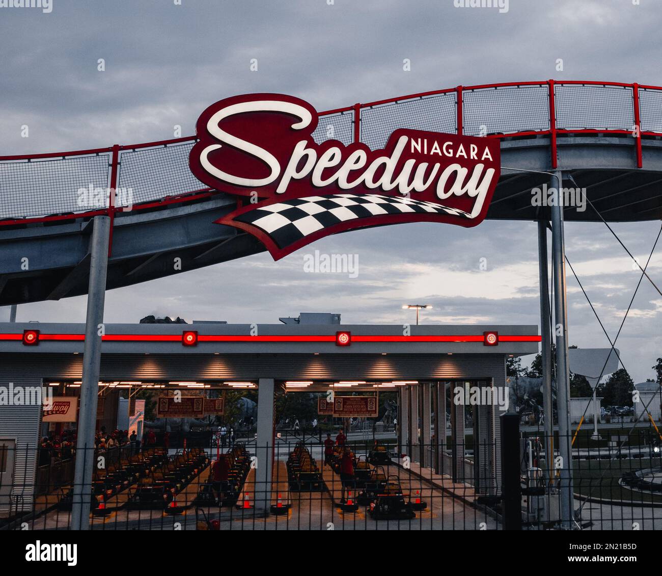 The Niagara Falls Speedway Go Kart racing arena in Canada Stock Photo