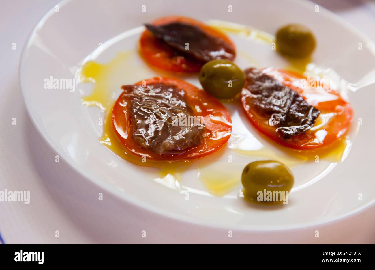 Sliced bonito with tomato Stock Photo
