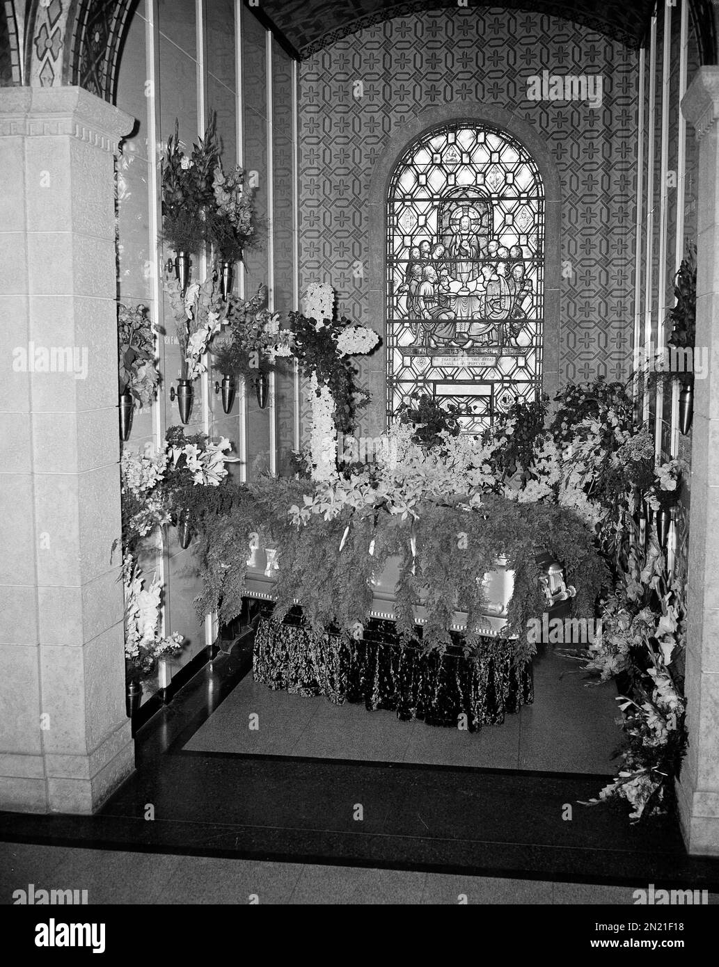 John Barrymore's casket is pictured just before it was placed in its