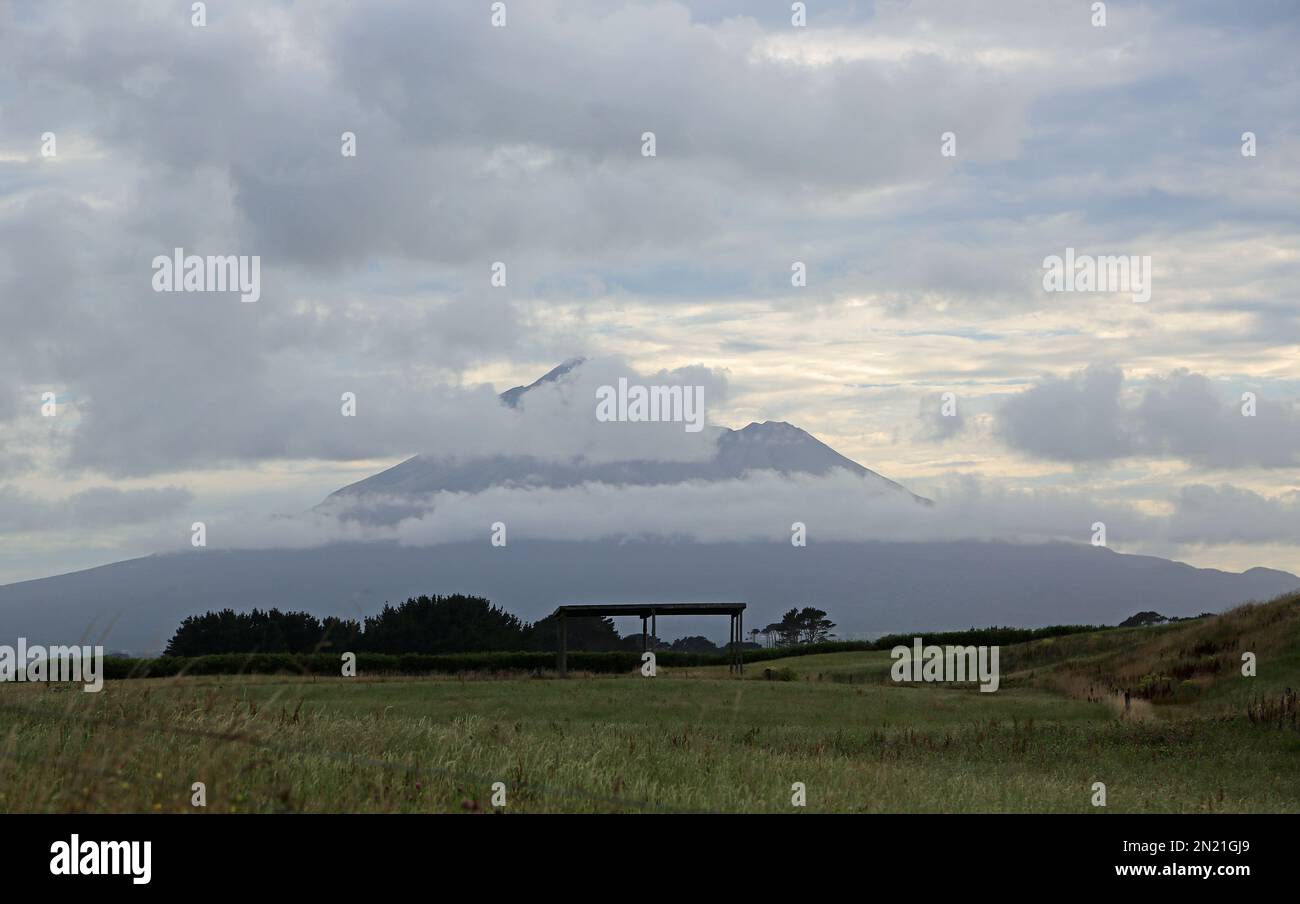 Taranaki volcano at sunrise New Zealand Stock Photo Alamy