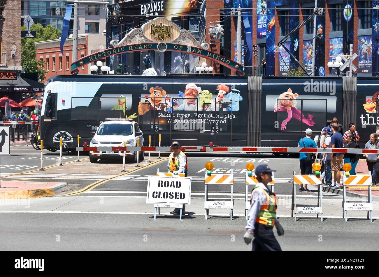 A commuter train painted with the images from the Muppets new ...