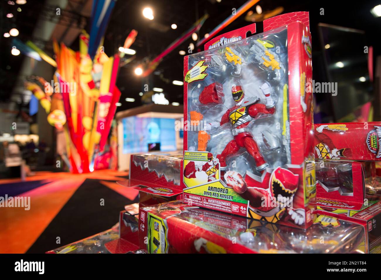 Power Rangers Display Room A Power Rangers figure sits on display at the Nickelodeon booth before ...