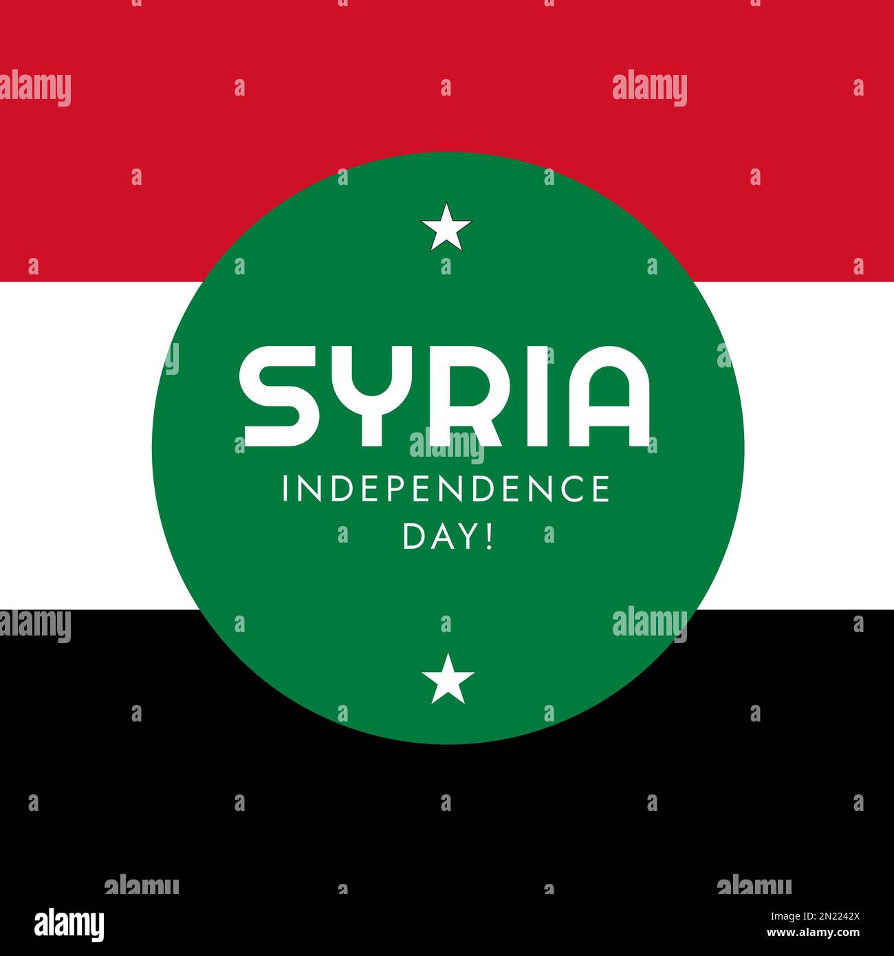 Composition of syria independence day text on red, white, black and