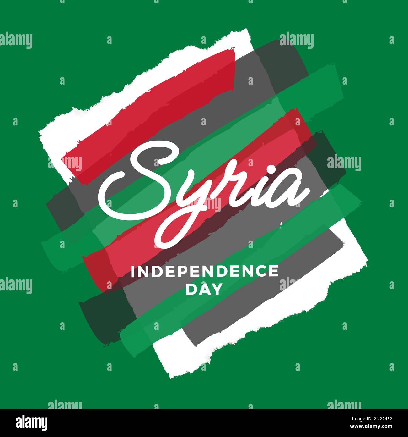 Composition of syria independence day text on red, white, black and