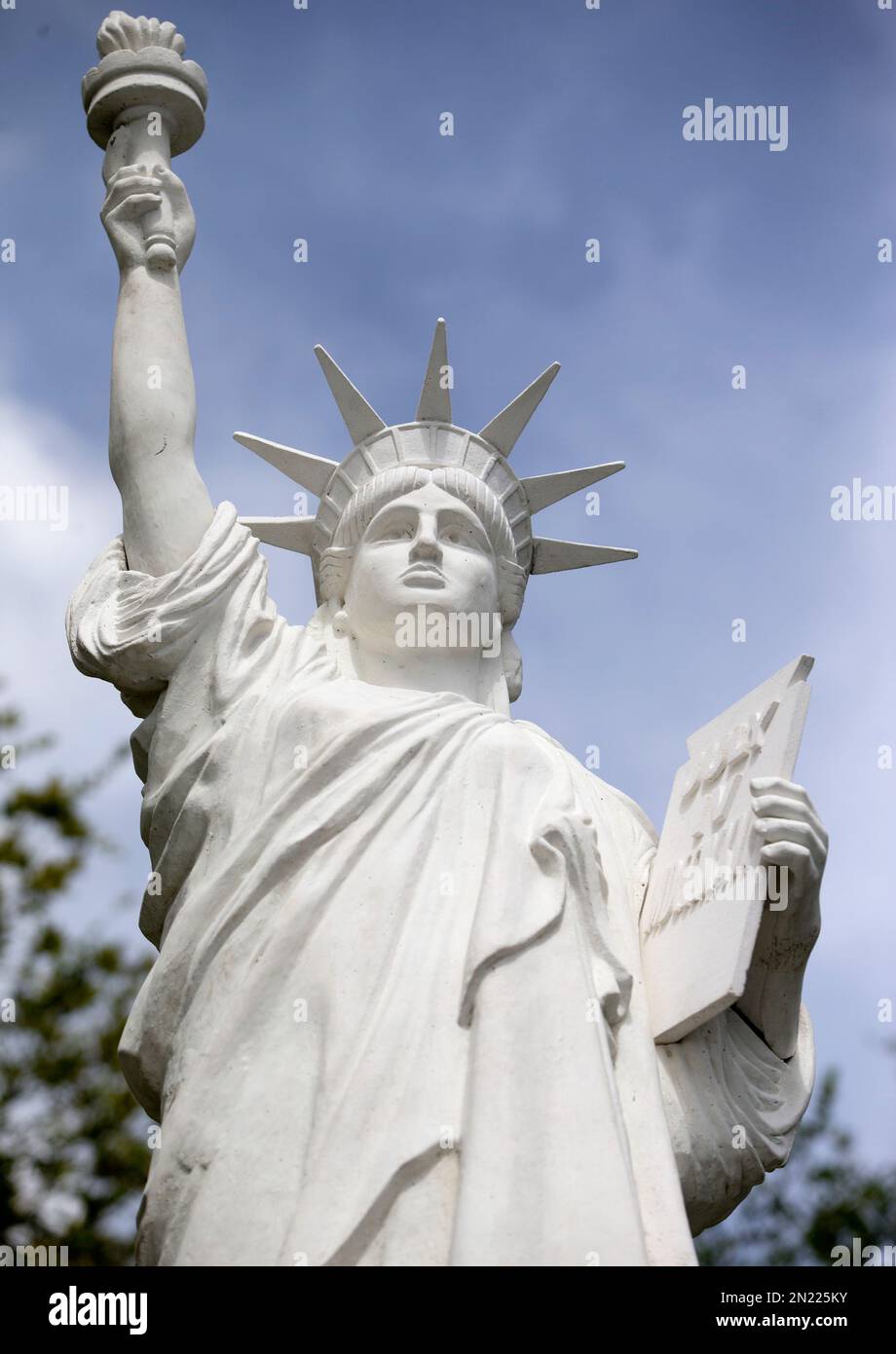 A replica of the Statue of Liberty is shown on the campus of Florida International University