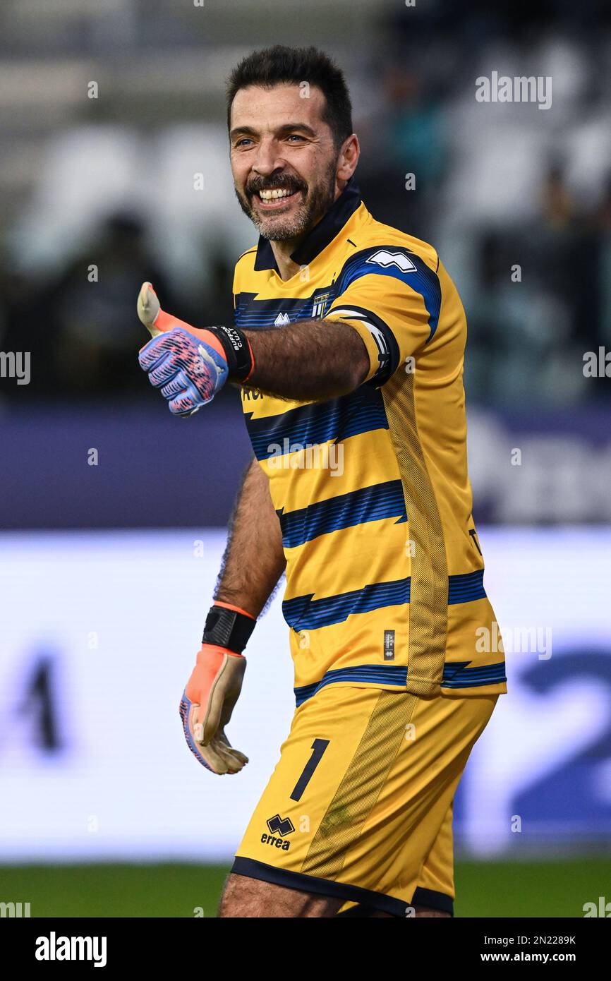 Parma, Italy. 05th Feb, 2023. Tardini Stadium, 05.02.23 Goalkeeper  Gianluigi Buffon (1 Parma) during the Serie B match between Parma and Genoa  at Tardini Stadium in Parma, Italia Soccer (Cristiano Mazzi/SPP) Credit