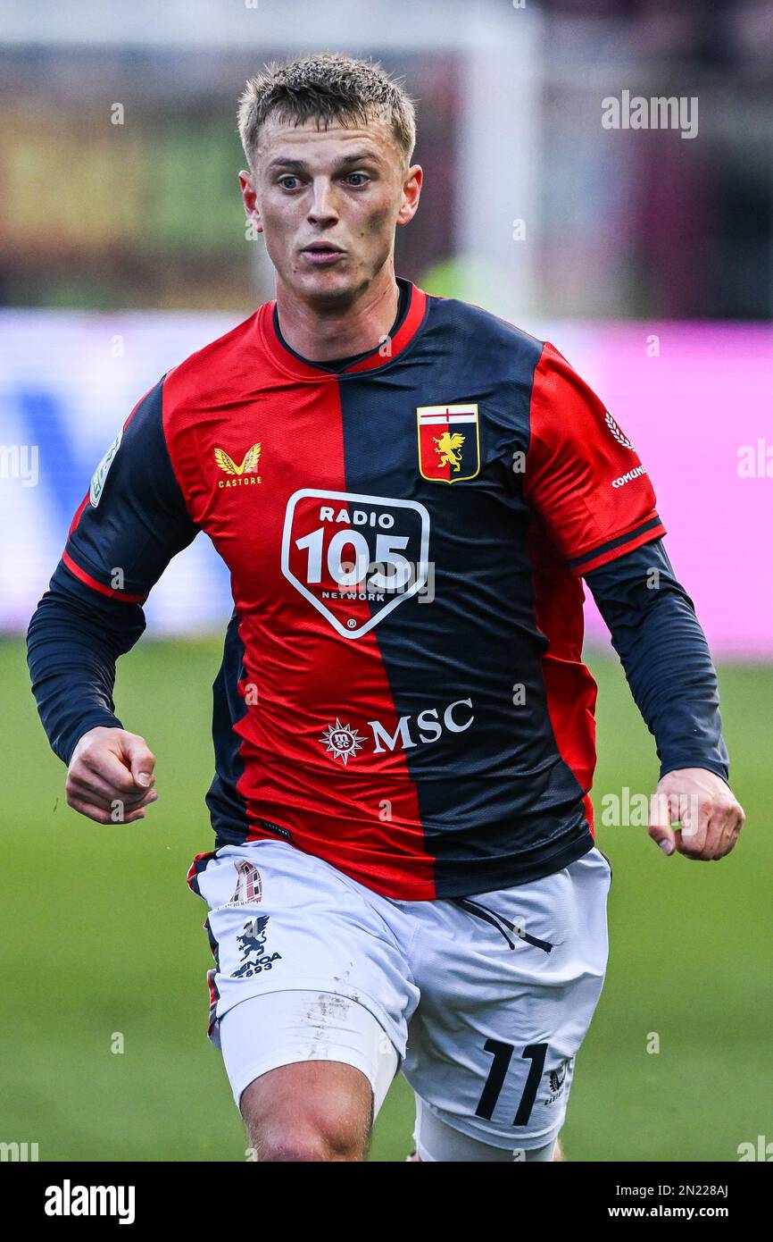 Parma, Italy. 05th Feb, 2023. Tardini Stadium, 05.02.23 Radu Matei Dragușin  (5 Genoa) during the Serie B match between Parma and Genoa at Tardini  Stadium in Parma, Italia Soccer (Cristiano Mazzi/SPP) Credit