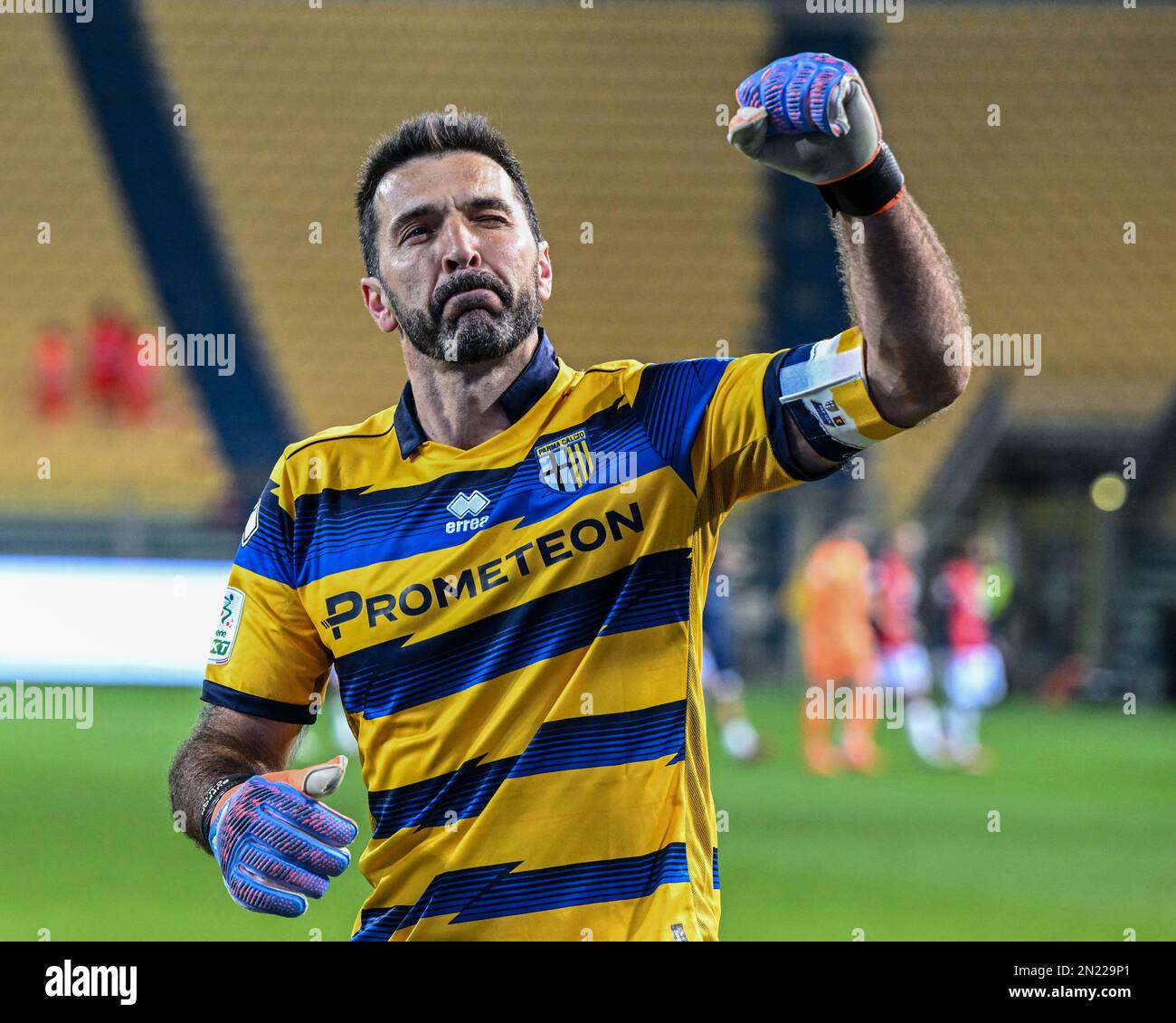 Parma, Italy. 05th Feb, 2023. Tardini Stadium, 05.02.23 Goalkeeper  Gianluigi Buffon (1 Parma) after the Serie B match between Parma and Genoa  at Tardini Stadium in Parma, Italia Soccer (Cristiano Mazzi/SPP) Credit