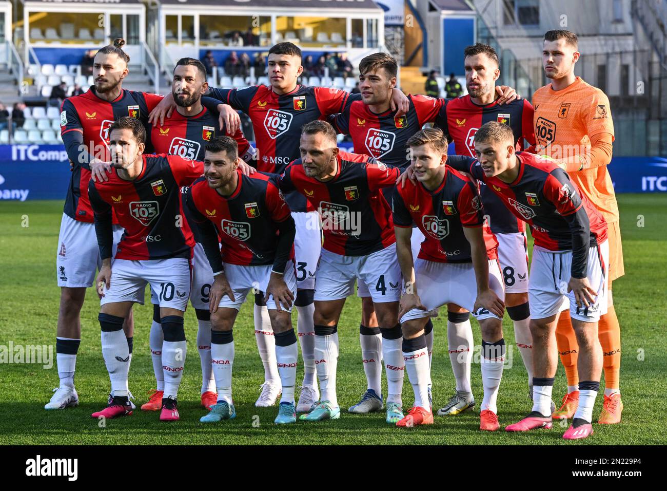 Parma, Italy. 05th Feb, 2023. Tardini Stadium, 05.02.23 Radu Matei Dragușin  (5 Genoa) during the Serie B match between Parma and Genoa at Tardini  Stadium in Parma, Italia Soccer (Cristiano Mazzi/SPP) Credit