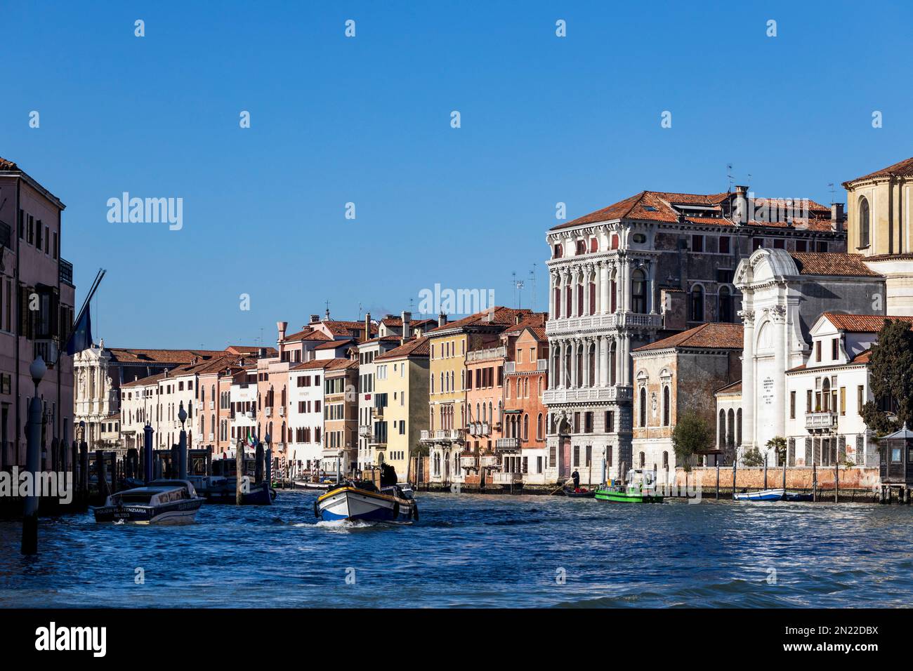 Commercial boat on Canal Grande, Grand Canal, Venice, Veneto, Italy, Europe Stock Photo