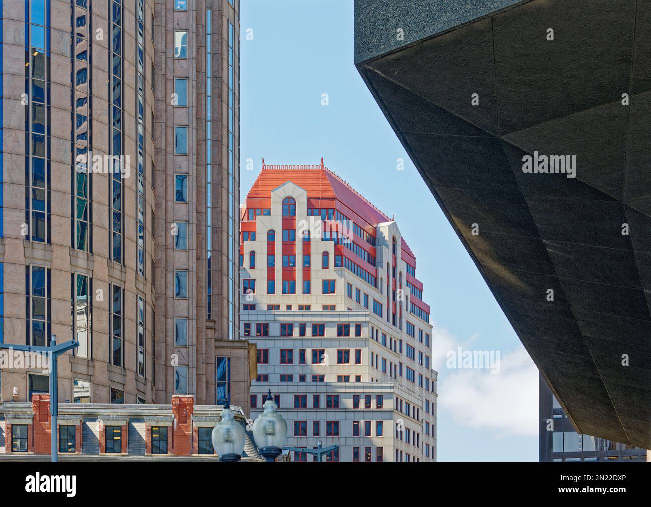Boston Financial District: 99 Summer Street’s distinctive red crown ...