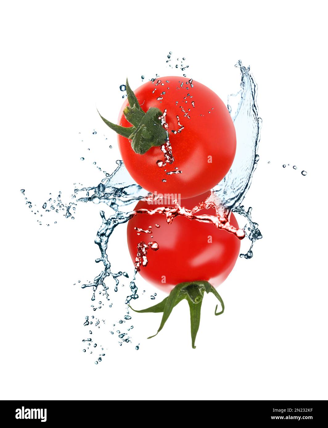 Fresh while tomatoes with water splash on white background Stock Photo ...