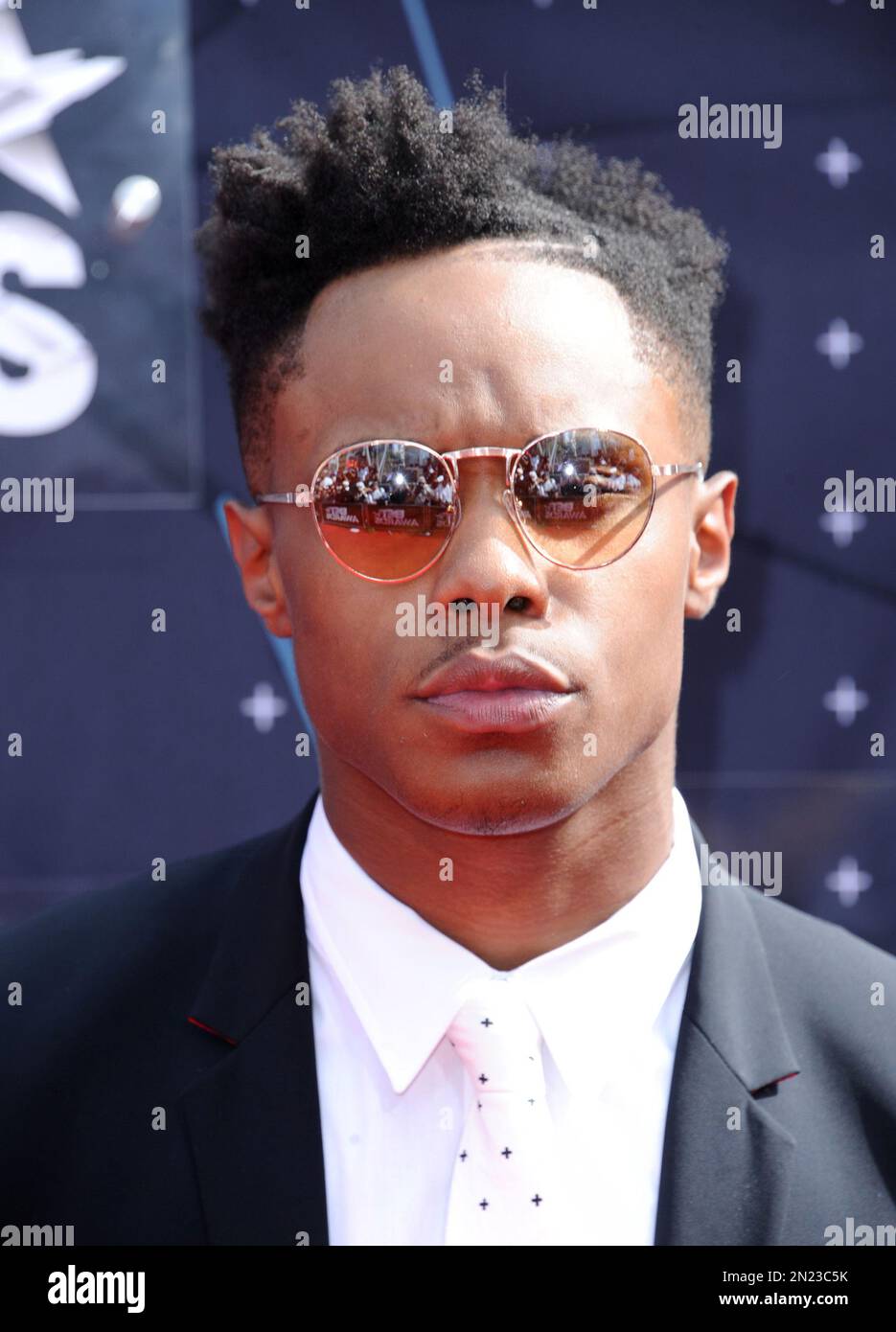 Avery Wilson arrives at the BET Awards at the Microsoft Theater on