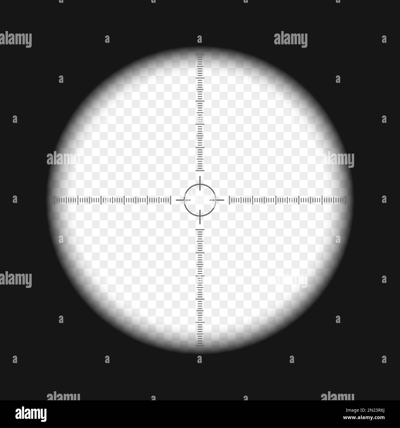 Monocular view with scale and transparent background. Spy, army, sniper ...