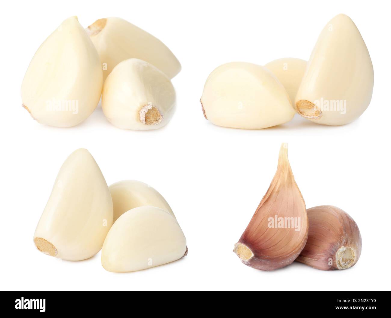 Set of fresh garlic cloves on white background Stock Photo - Alamy