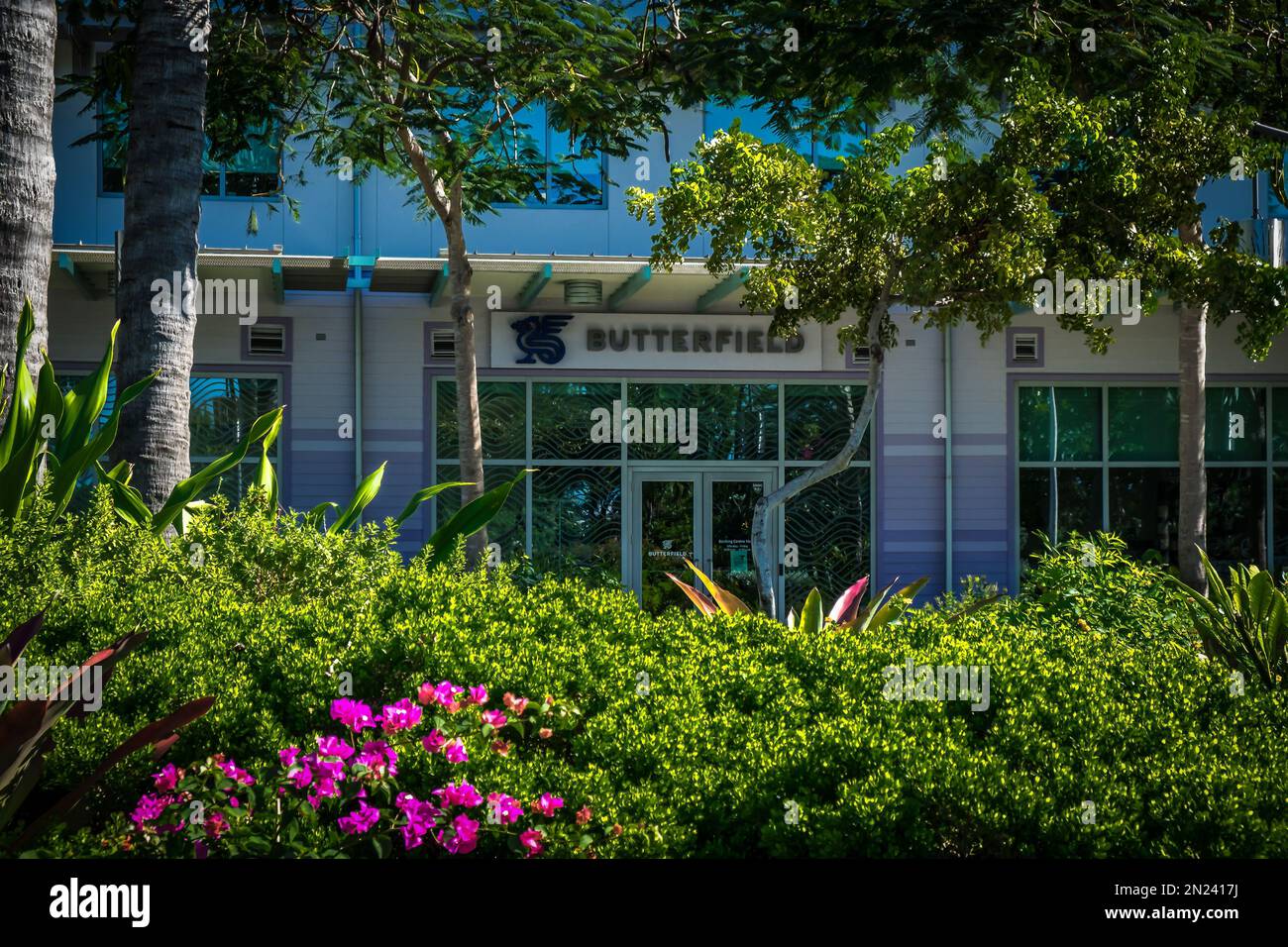 Grand Cayman, Cayman Islands, Dec 2022, view of Butterfield bank in