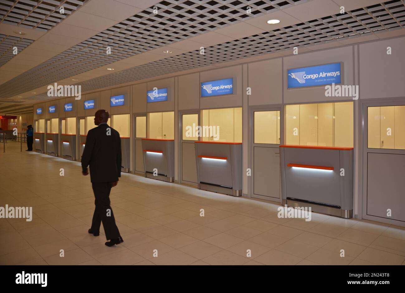 Inside the new Congo airport terminal building before its opening by