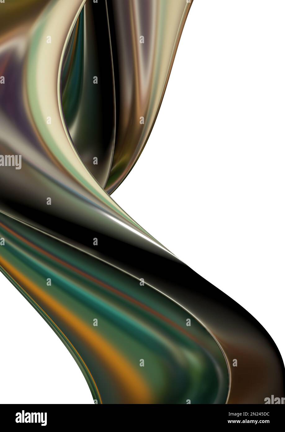 Dark gold corrugated curved metal plate Abstract, dramatic, modern