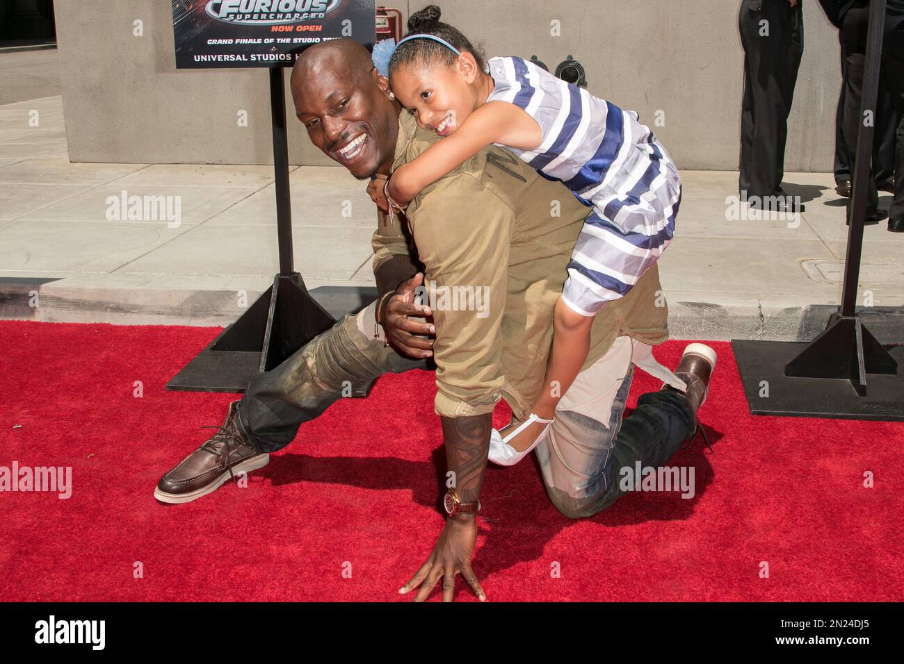 Tyrese Gibson, left, and daughter Shayla Somer Gibson attend the World