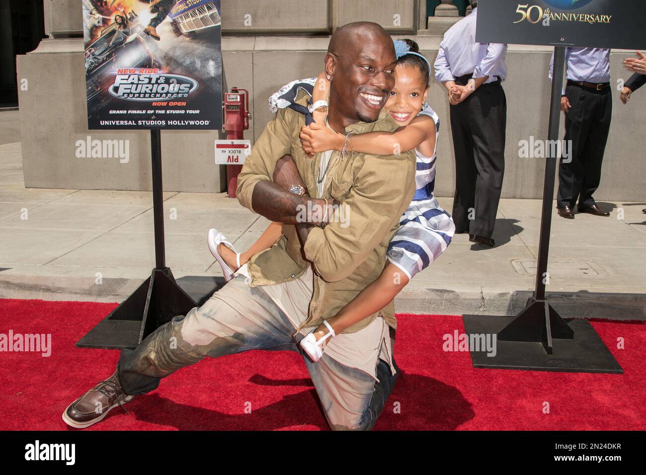 Tyrese Gibson, left, and daughter Shayla Somer Gibson attend the World