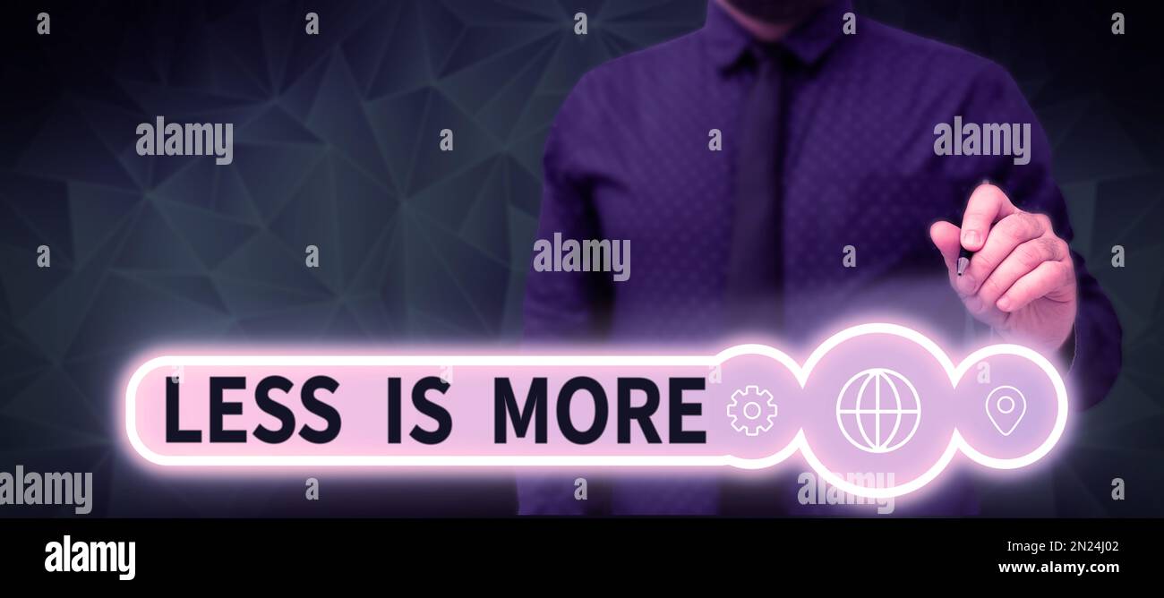 Inspiration showing sign Less Is More. Business overview Minimalist ...