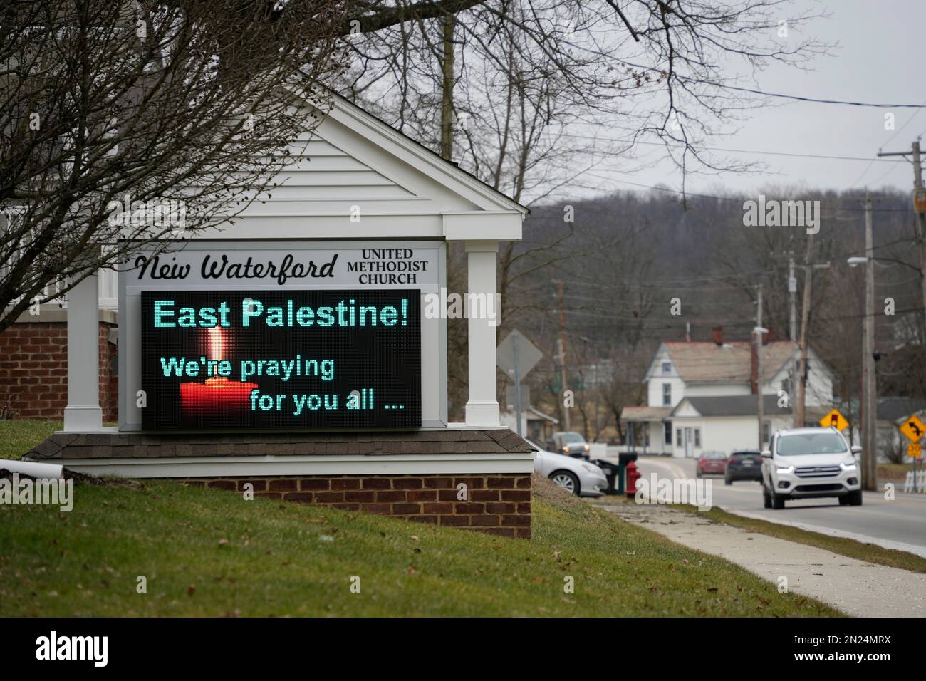 This is a sign outside the New Waterford, Ohio, United Methodist Church on Monday, Feb. 6, 2023