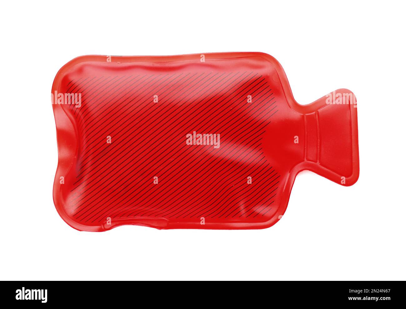Red rubber hot water bottle isolated on white, top view Stock Photo Alamy