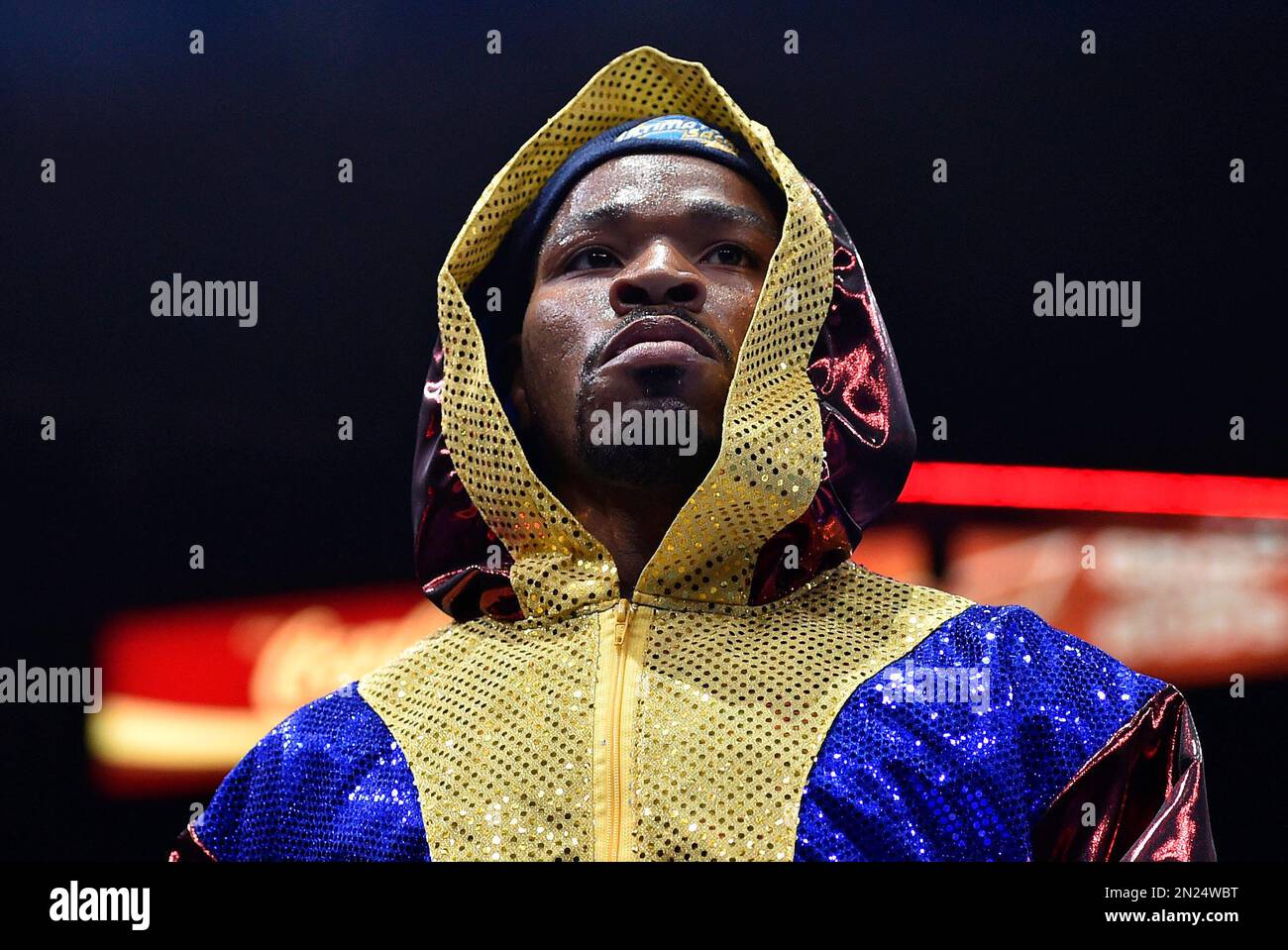 Shawn Porter arrives in the ring for his welterweight fight against