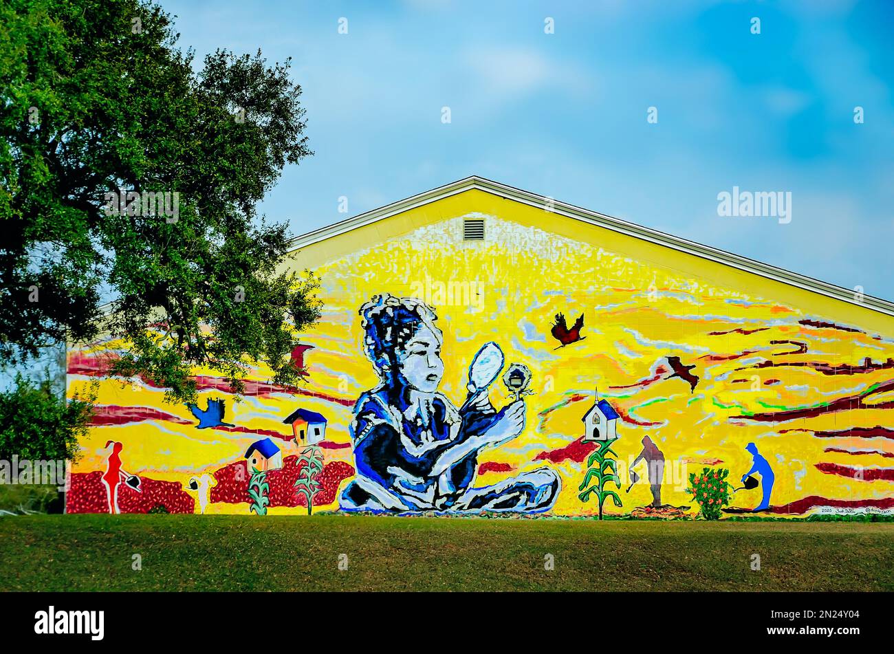 A mural is painted on the wall at Taylor Park Community Center, Jan. 30, 2023, in Mobile, Alabama. Stock Photo