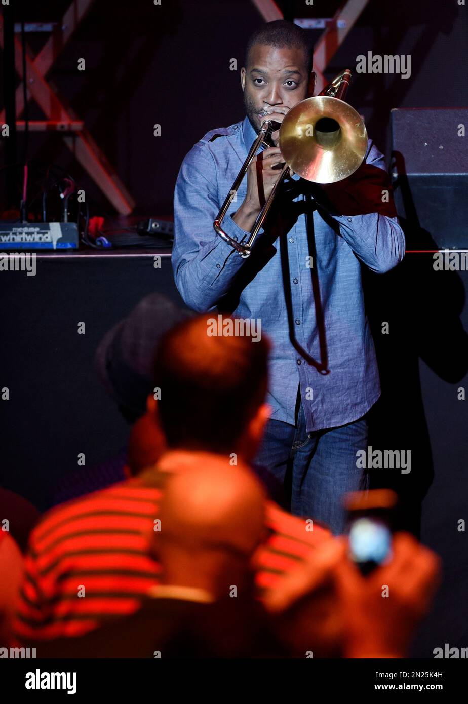 Trombone Shorty performs at the 57th Annual GRAMMY Awards For Your