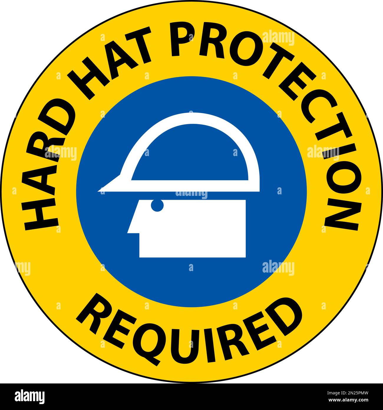 Hard Hat Protection Required Area Sign On White Background Stock Vector