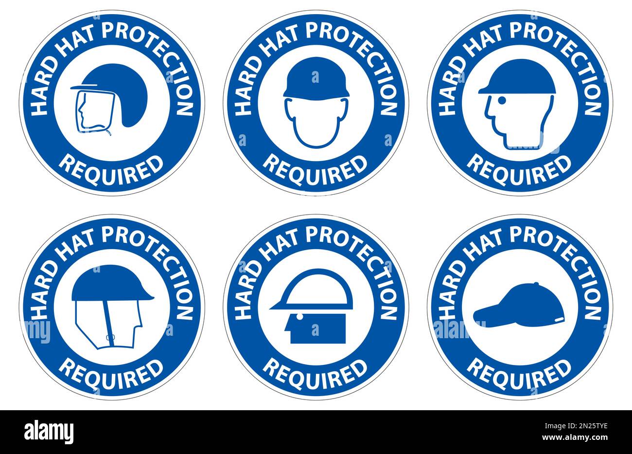 Hard Hat Protection Required Area Sign On White Background Stock Vector
