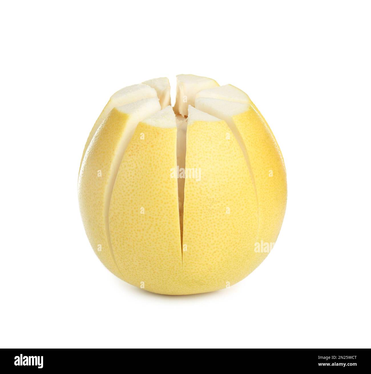 Fresh exotic pomelo with cut peel isolated on white Stock Photo Alamy