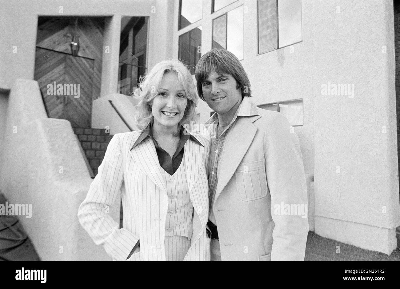 Gold medalist in the 1976 Olympic decathlon Bruce Jenner and his wife