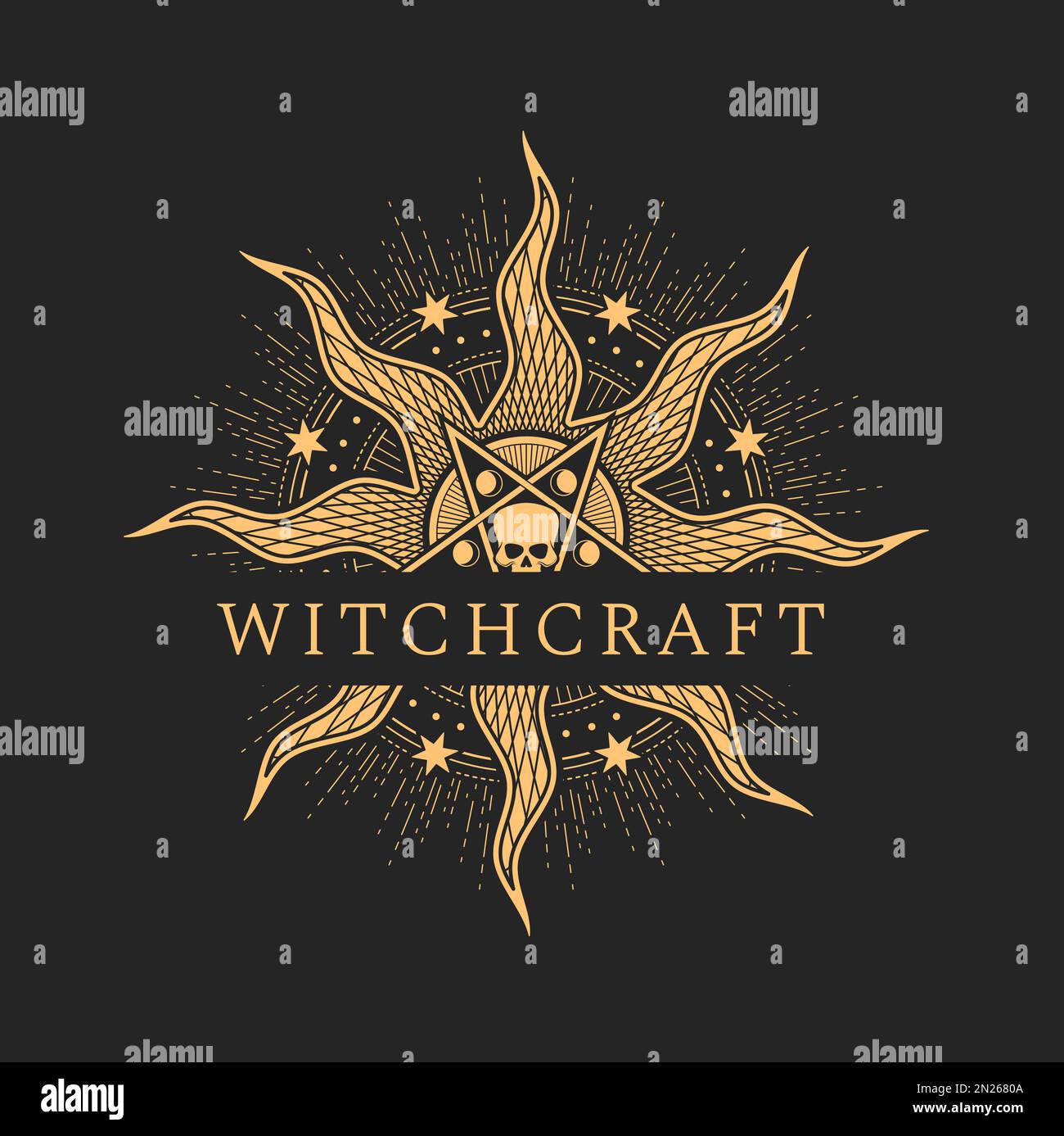 Seamless Pattern With Devil And Alchemy Signs, Magic Seals On