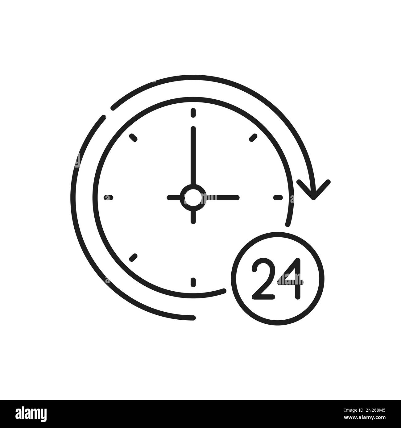 Call center 24 hours online, time of working, timer clock with all day round schedule. Vector delivery service icon, supermarket work hours Stock Vector