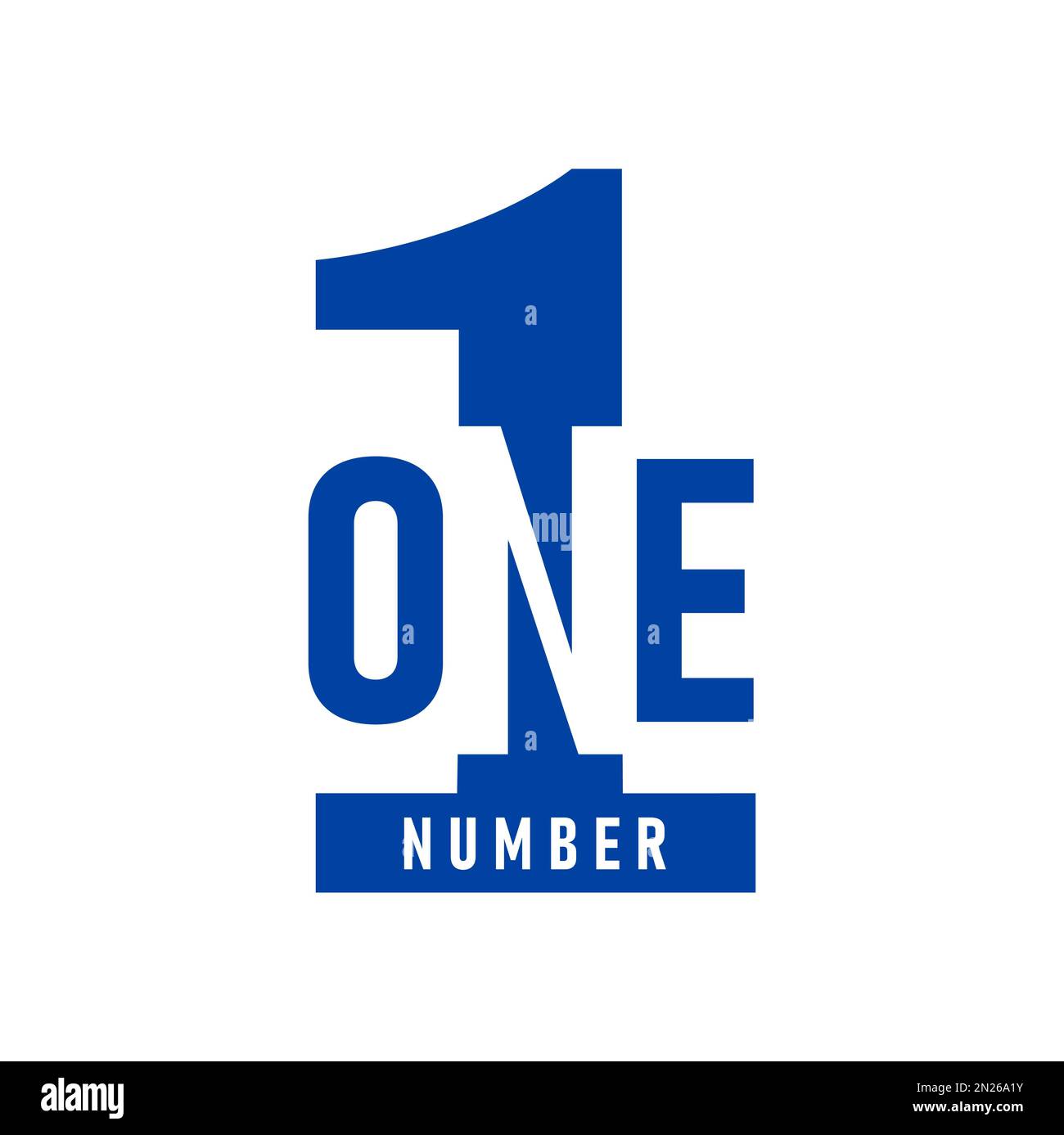 Number one icon, blue and white isolated vector emblem for winner ...