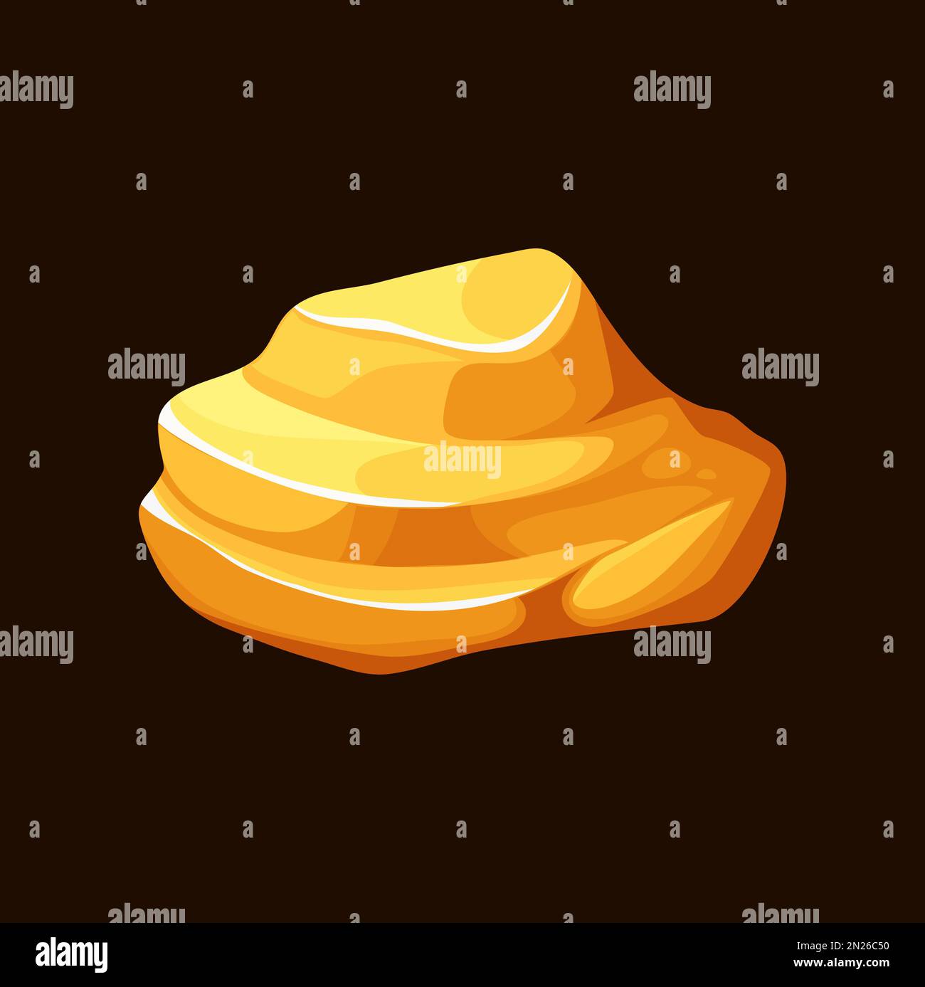 Golden ore nugget and bullion, gold rock or stone, vector cartoon game  asset. Gold mine treasure, golden metal bullion bar or goldmine ore rock  and ingot nugget for video game arcade UI