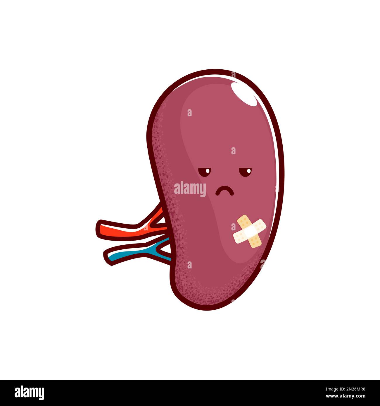 Cartoon sick spleen character. Injured and unhealthy human organ ...